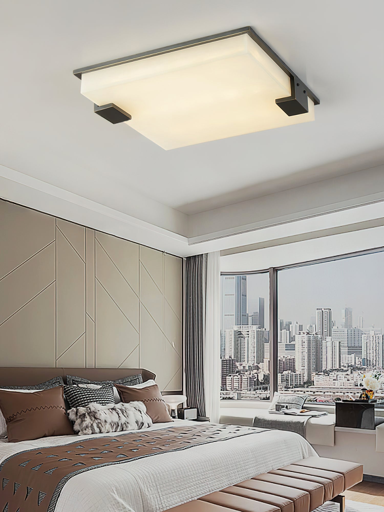 Kevenq Minimalist Alabaster Ceiling Light-Neutral Decor