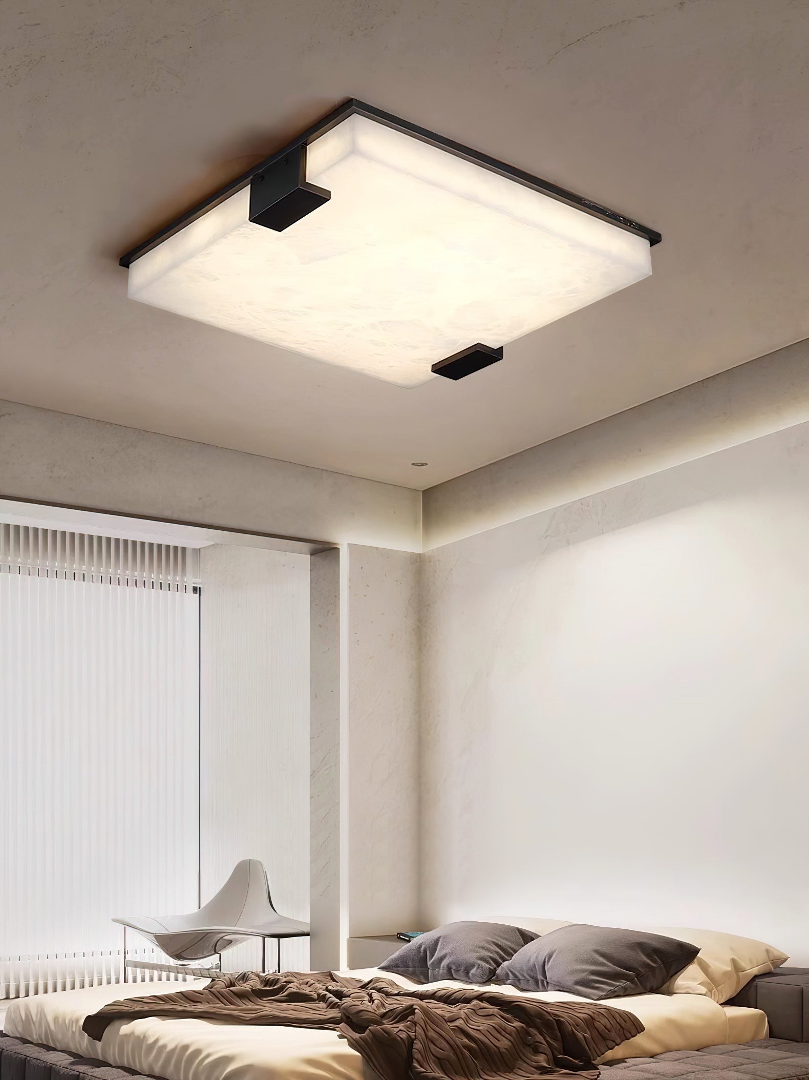 Kevenq Minimalist Alabaster Ceiling Light-Neutral Decor