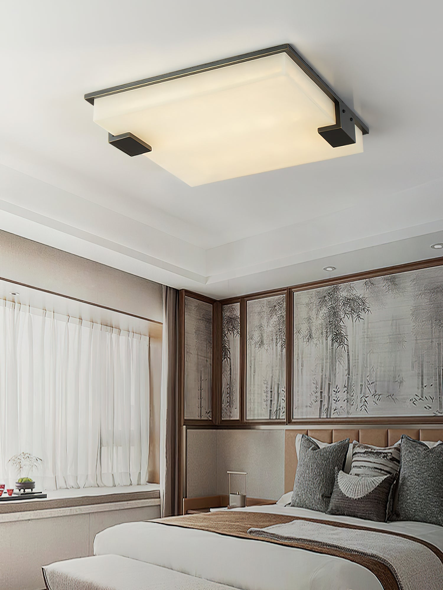 Kevenq Minimalist Alabaster Ceiling Light-Neutral Decor