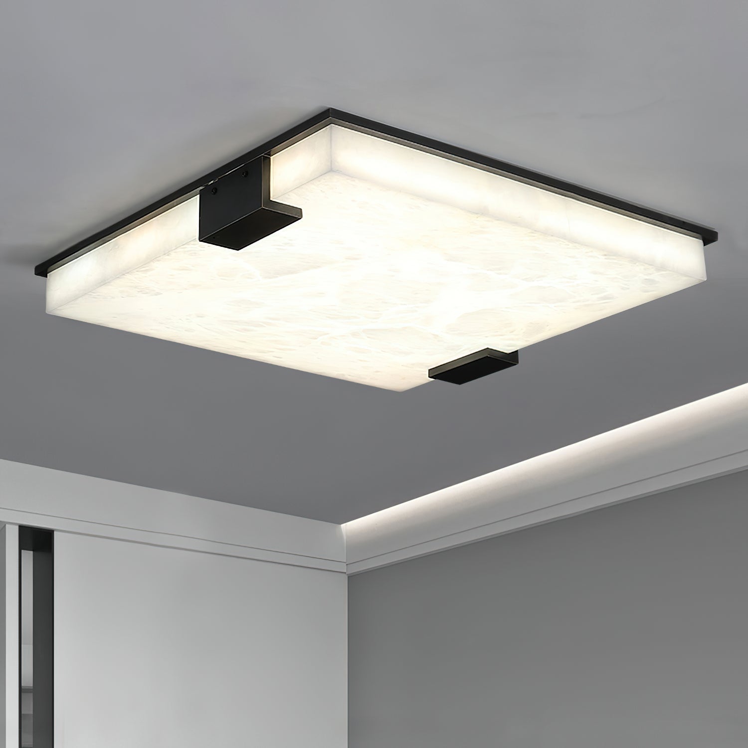 Kevenq Minimalist Alabaster Ceiling Light-Neutral Decor