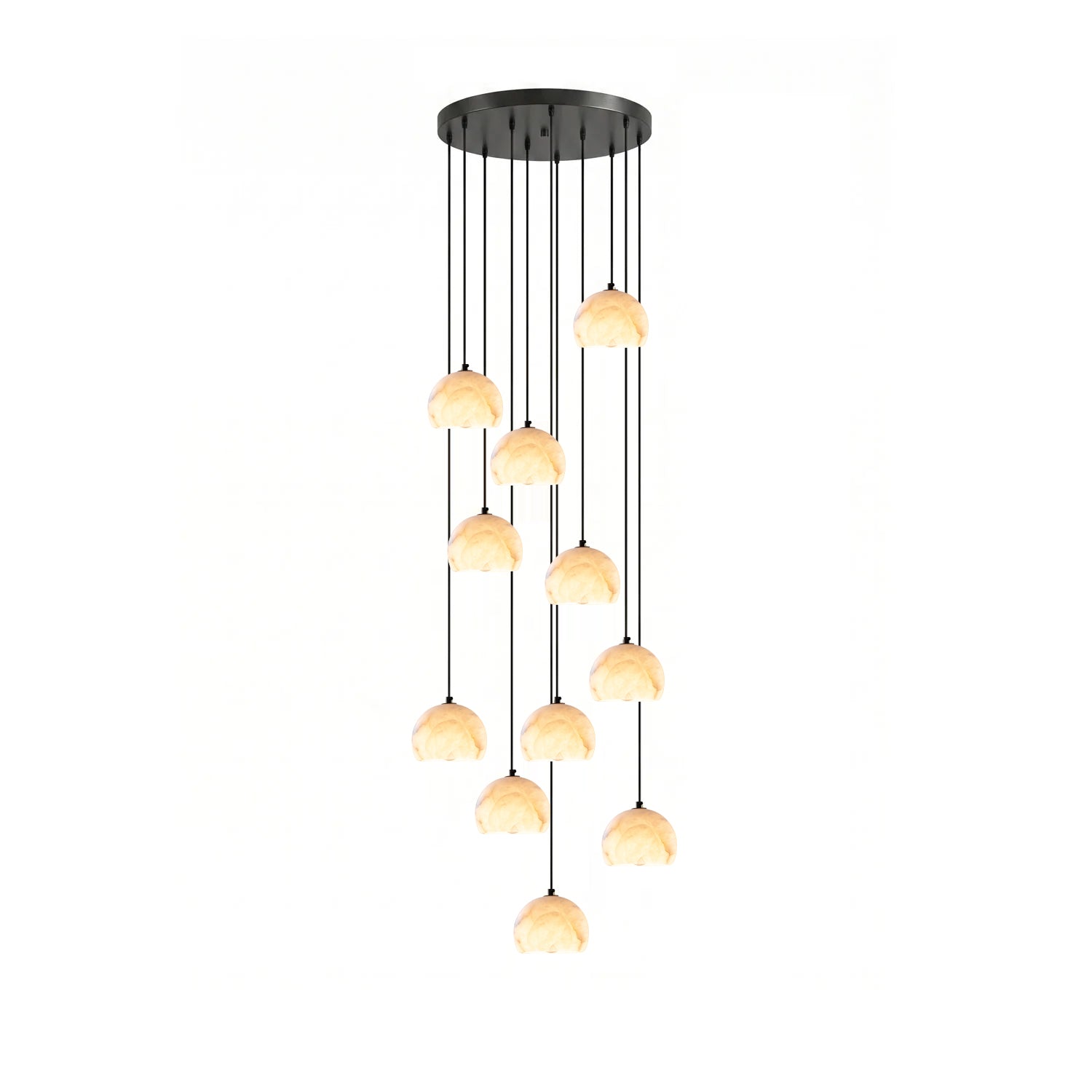 Petal Alabaster Dome Staircase Chandelier-Neutral Decor