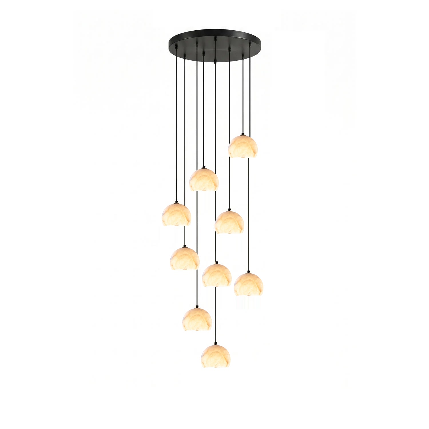 Petal Alabaster Dome Staircase Chandelier-Neutral Decor