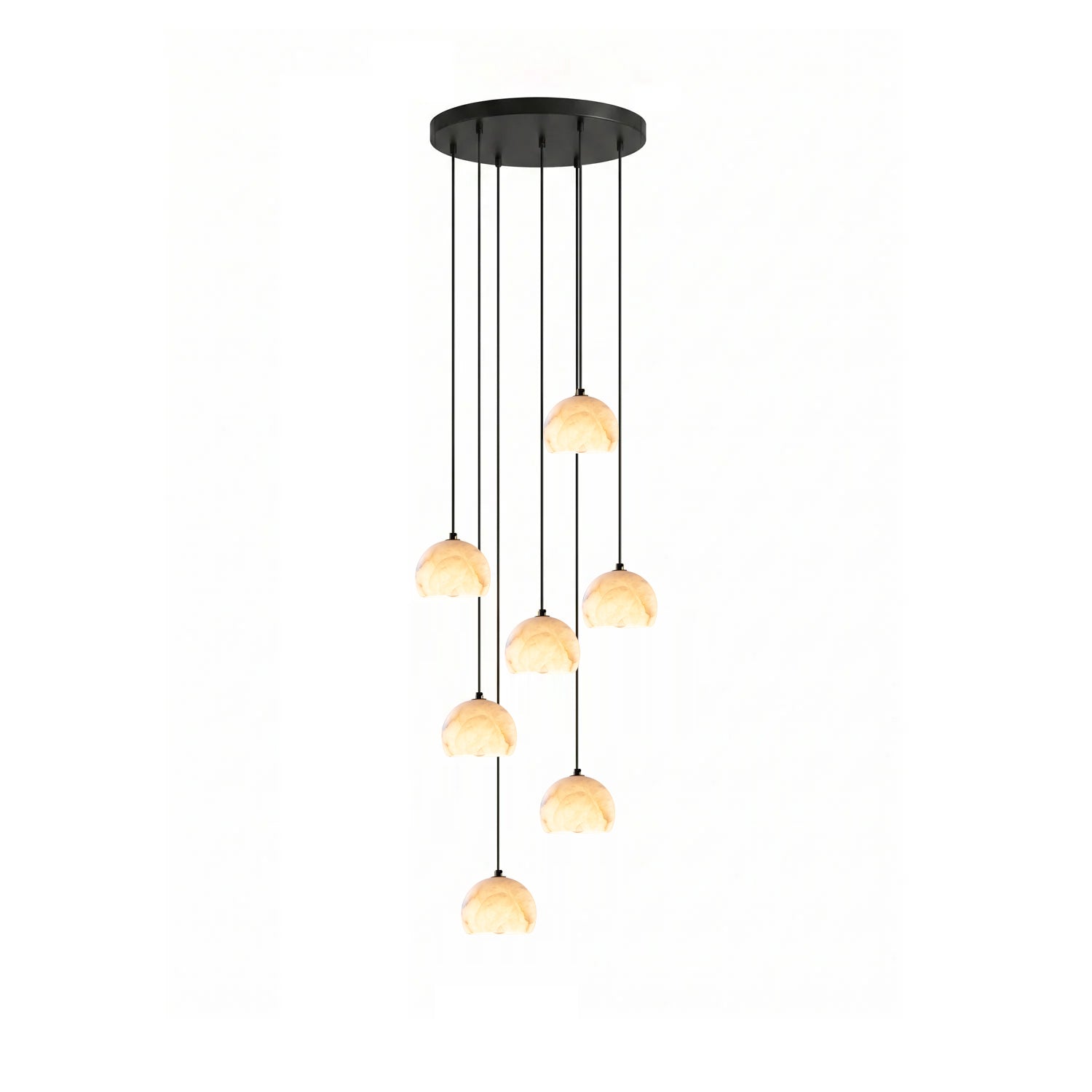 Petal Alabaster Dome Staircase Chandelier-Neutral Decor