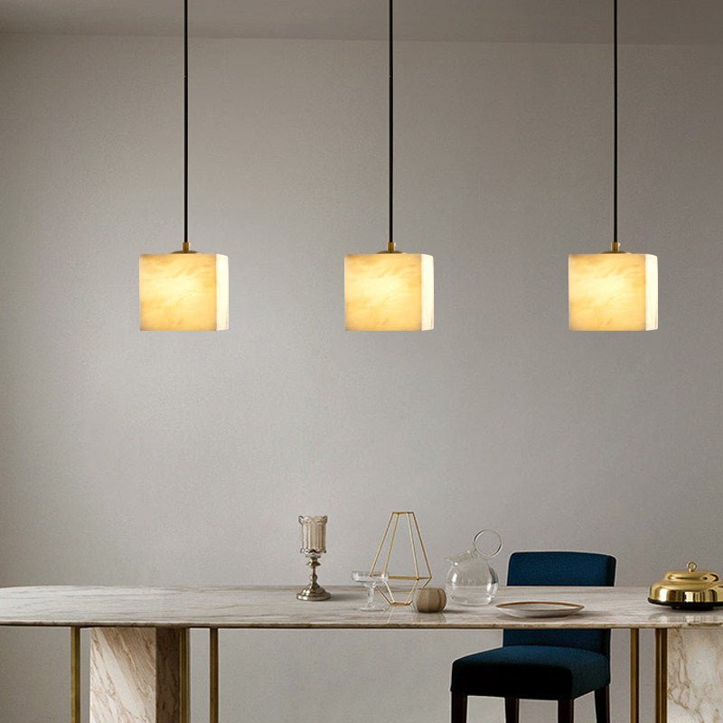 Square Alabaster Staircase Chandelier-Neutral Decor