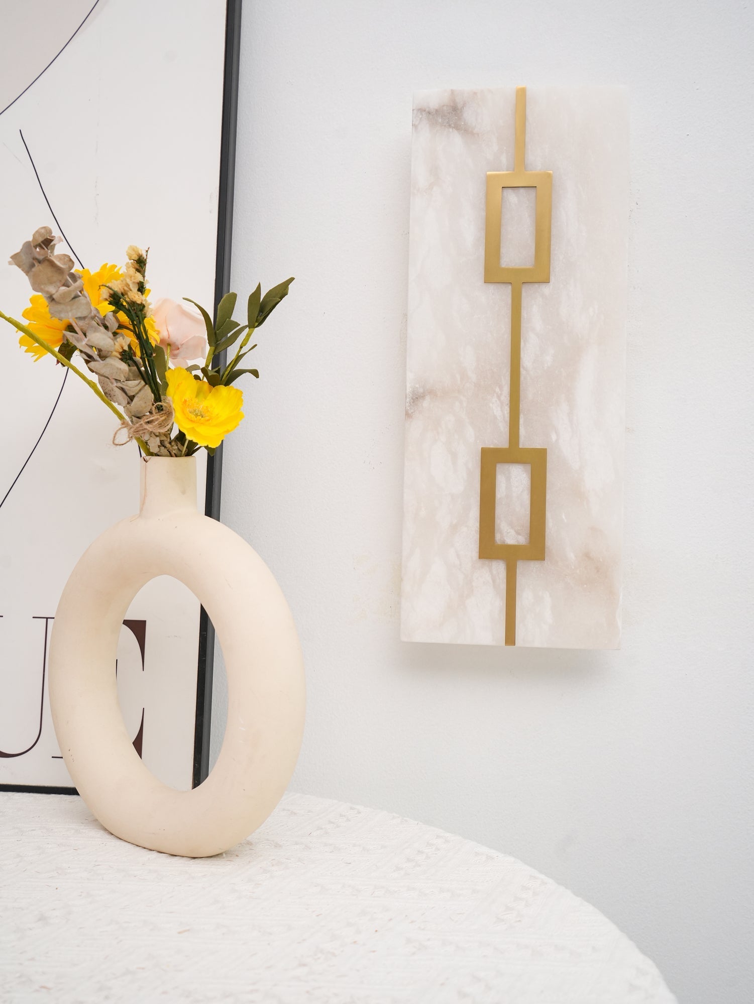 Alvelor Geometric Alabaster Wall Light-Neutral Decor