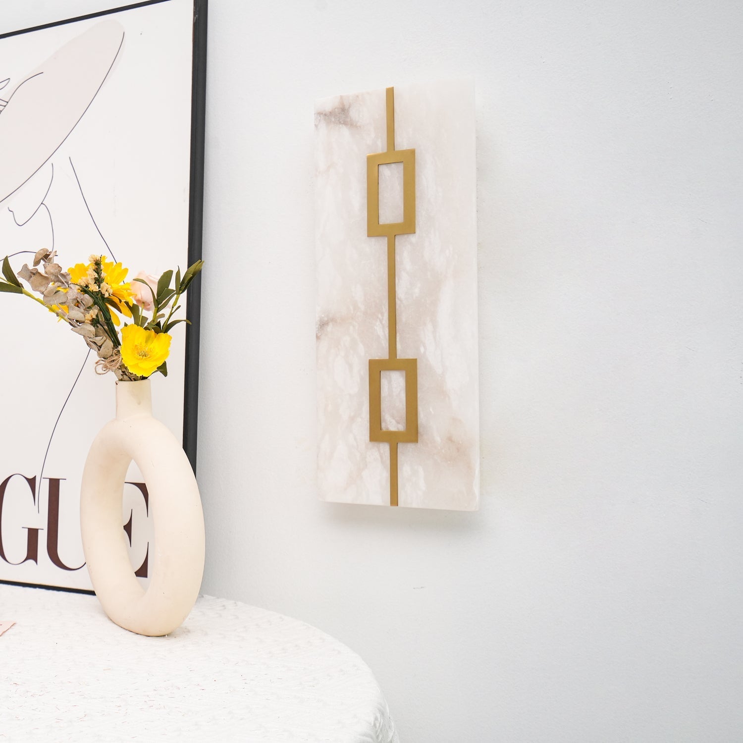 Alvelor Geometric Alabaster Wall Light-Neutral Decor
