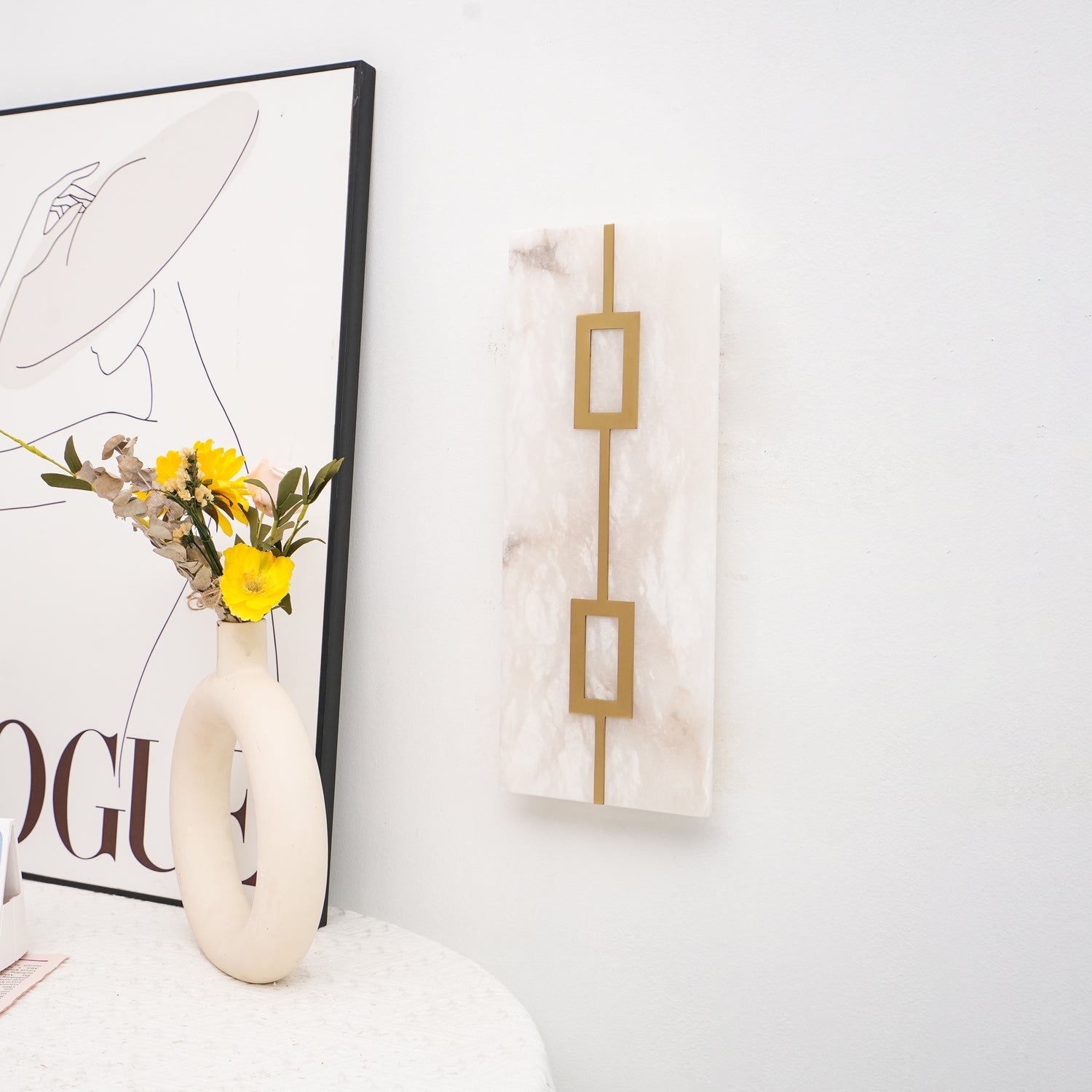 Alvelor Geometric Alabaster Wall Light-Neutral Decor
