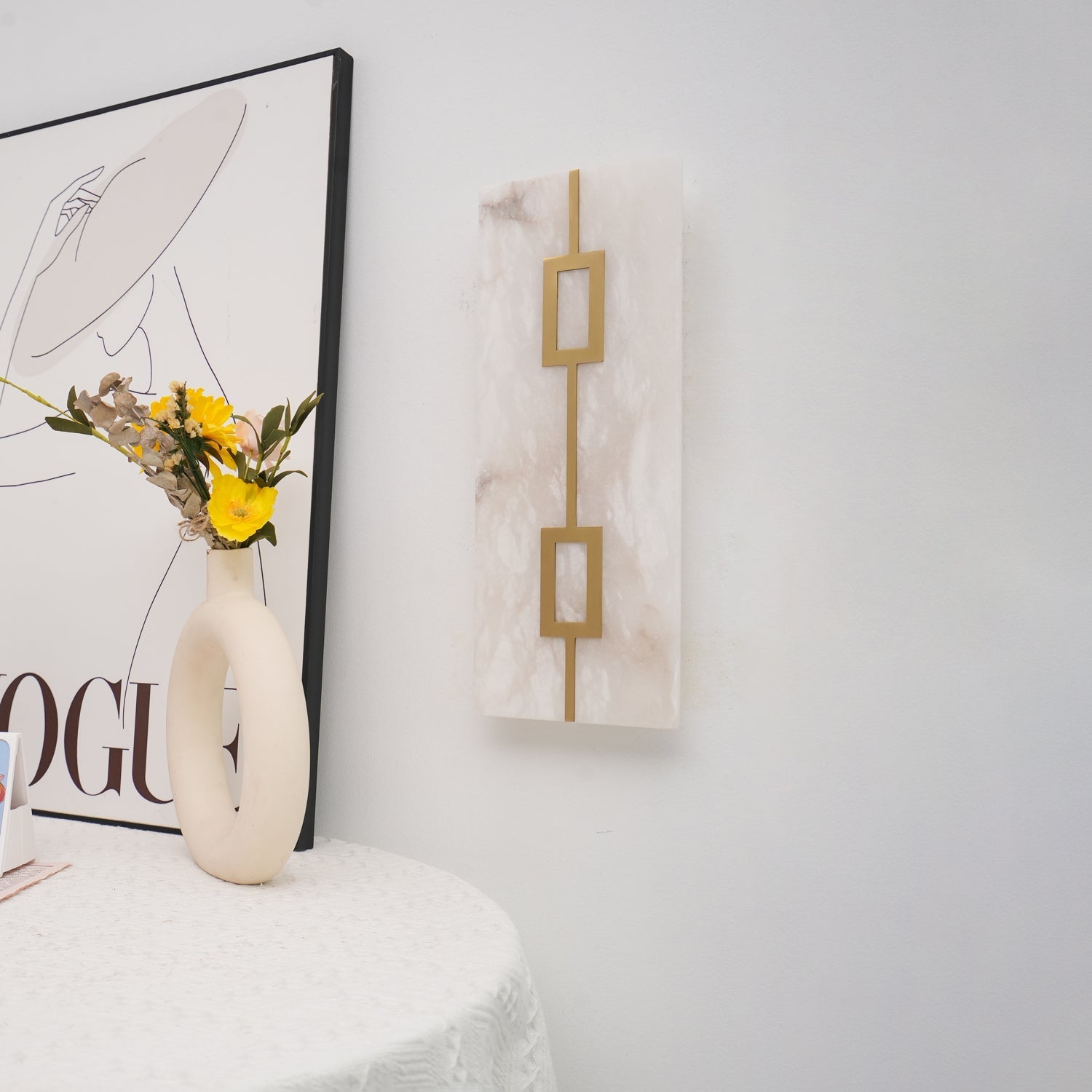 Alvelor Geometric Alabaster Wall Light-Neutral Decor