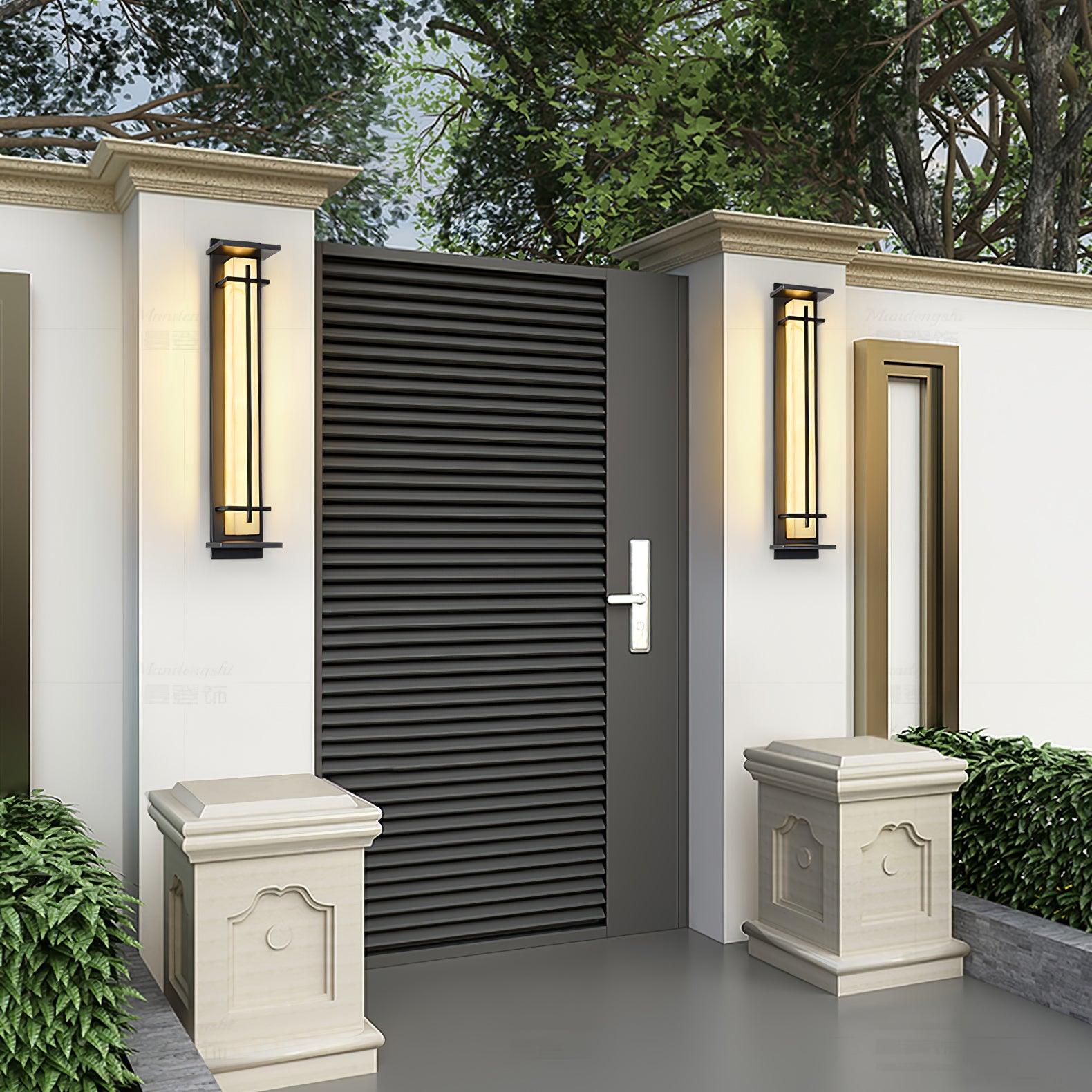Ray Square Outdoor Wall Light Imitation Alabaster Waterproof-Neutral Decor