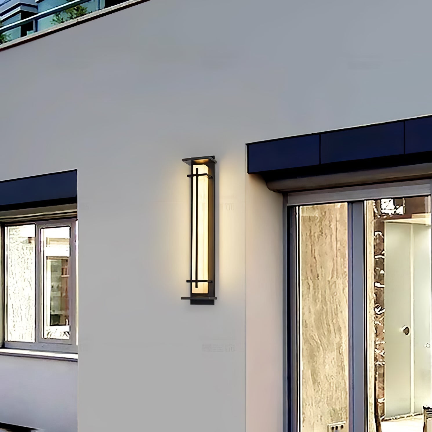 Ray Square Outdoor Wall Light Imitation Alabaster Waterproof-Neutral Decor