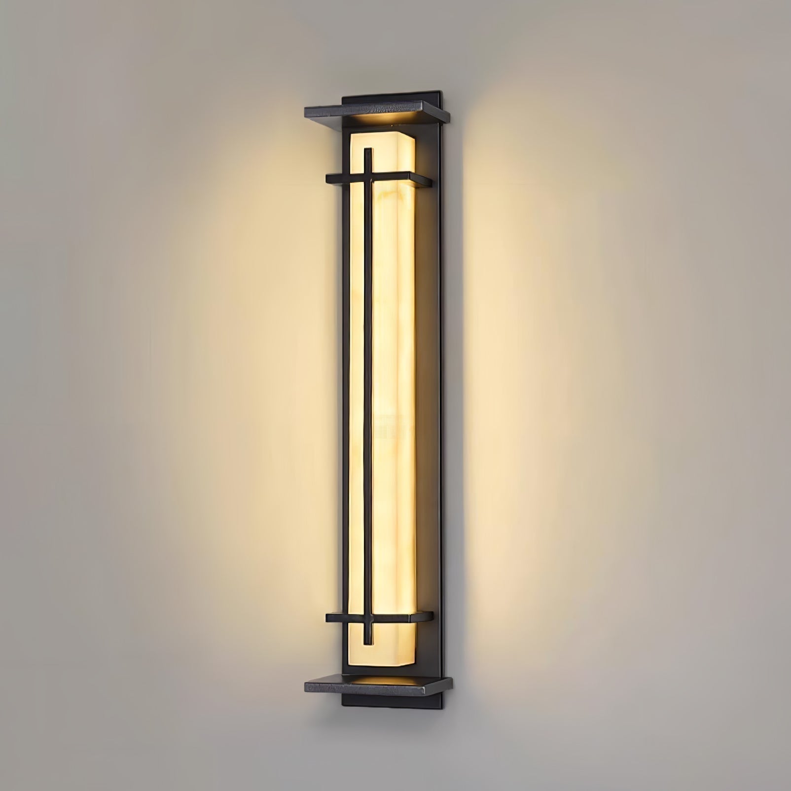 Ray Square Outdoor Wall Light Imitation Alabaster Waterproof-Neutral Decor