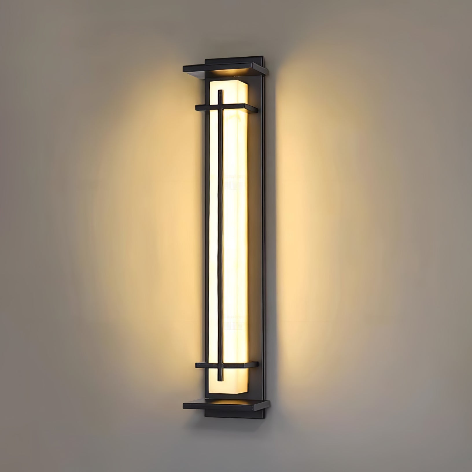 Square Outdoor Alabaster Wall Light-Neutral Decor