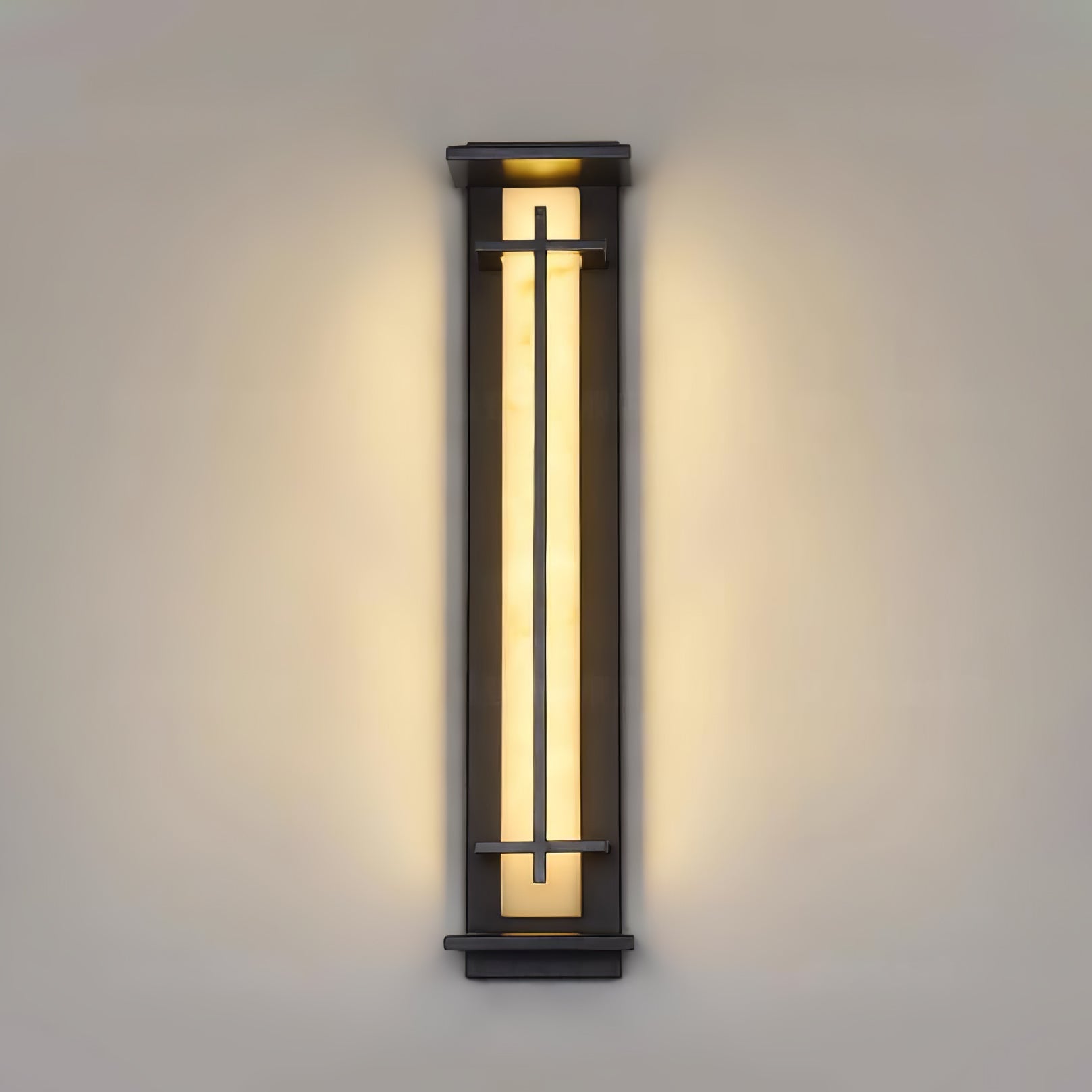 Square Outdoor Alabaster Wall Light-Neutral Decor