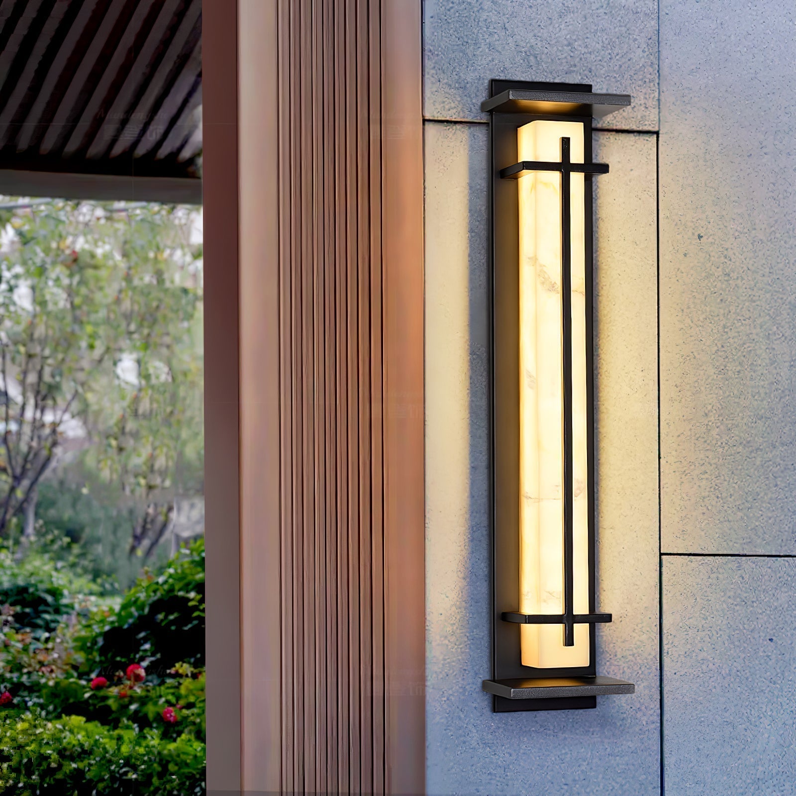 Ray Square Outdoor Wall Light Imitation Alabaster Waterproof-Neutral Decor