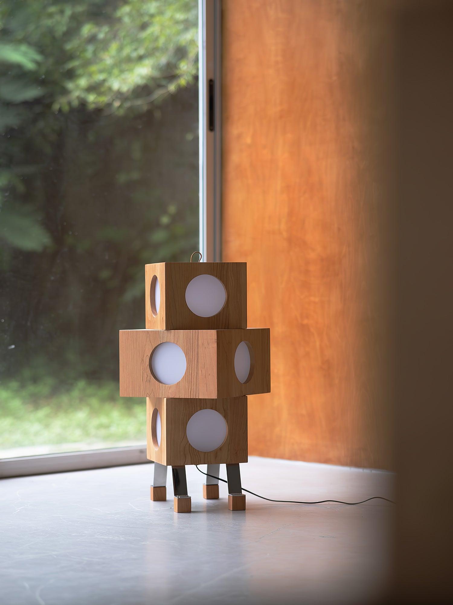 Zalynora Stacked Wood Floor Lamp-Neutral Decor