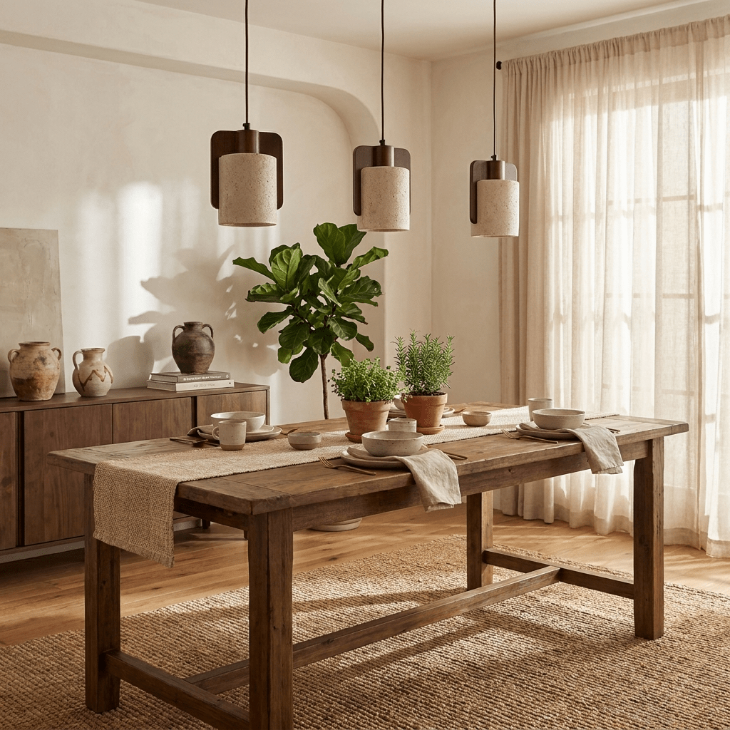 Squircle Travertine Pendant Lamp-Neutral Decor