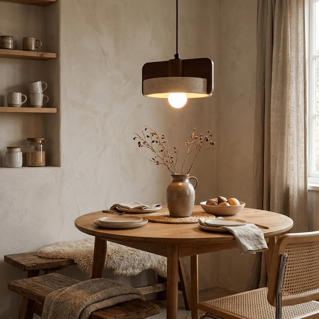 Squircle Travertine Pendant Lamp-Neutral Decor