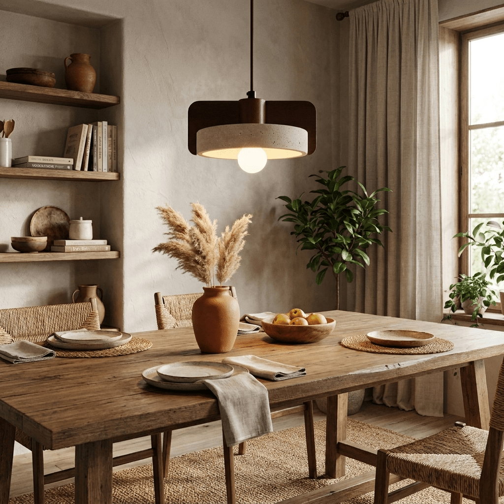 Squircle Travertine Pendant Lamp-Neutral Decor