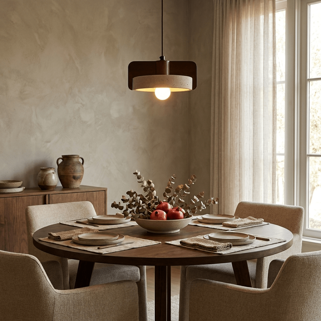 Squircle Travertine Pendant Lamp-Neutral Decor