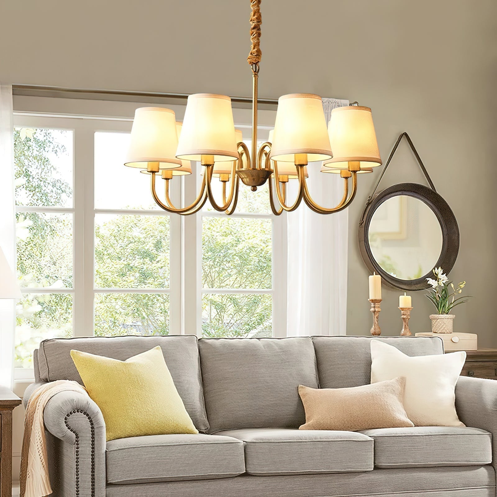 Dalen Traditional Stacey Fabric Chandelier-Neutral Decor