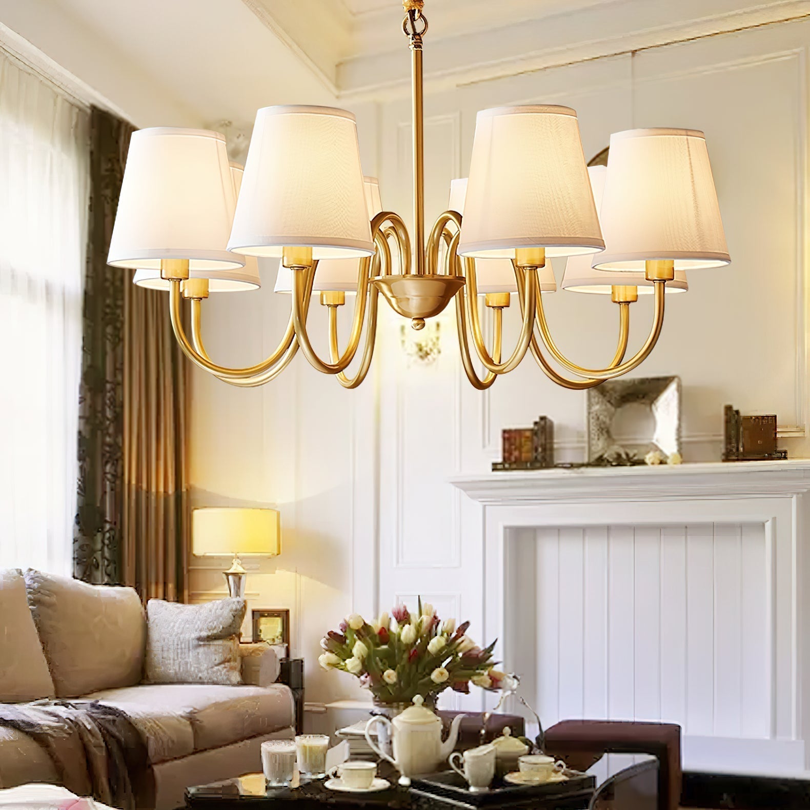 Dalen Traditional Stacey Fabric Chandelier-Neutral Decor