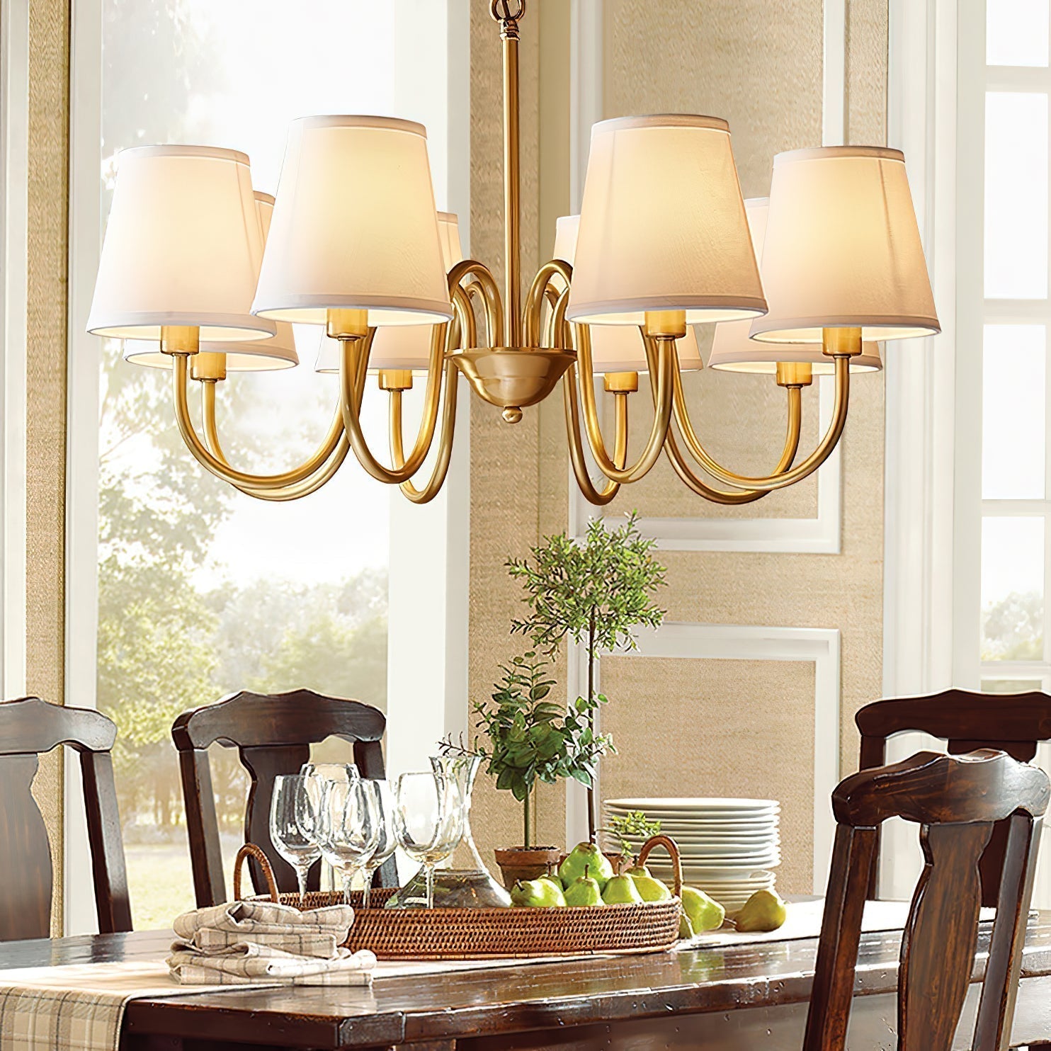 Dalen Traditional Stacey Fabric Chandelier-Neutral Decor