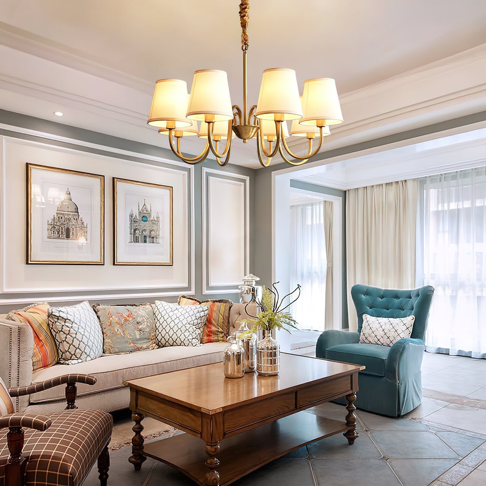 Dalen Traditional Stacey Fabric Chandelier-Neutral Decor