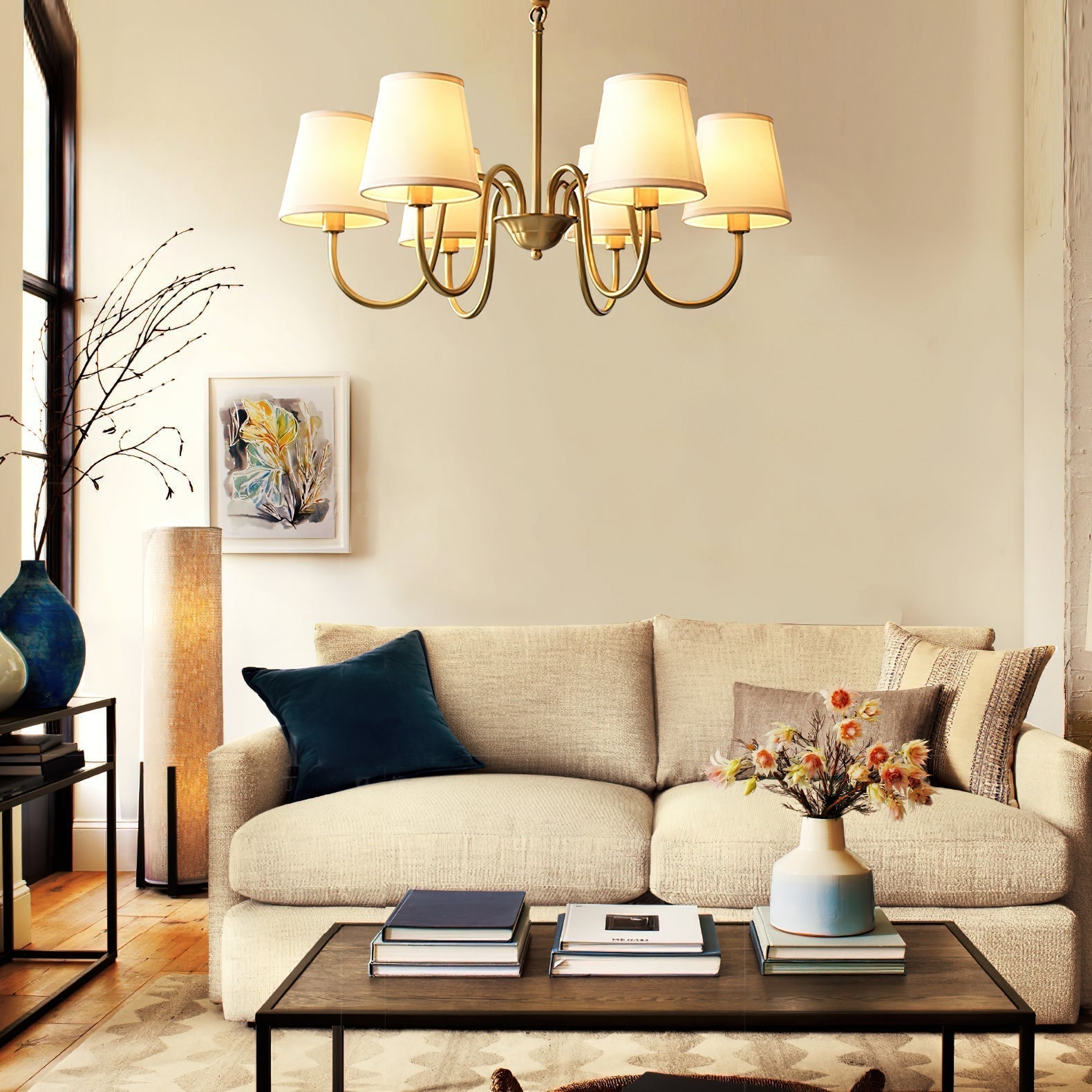 Dalen Traditional Stacey Fabric Chandelier-Neutral Decor