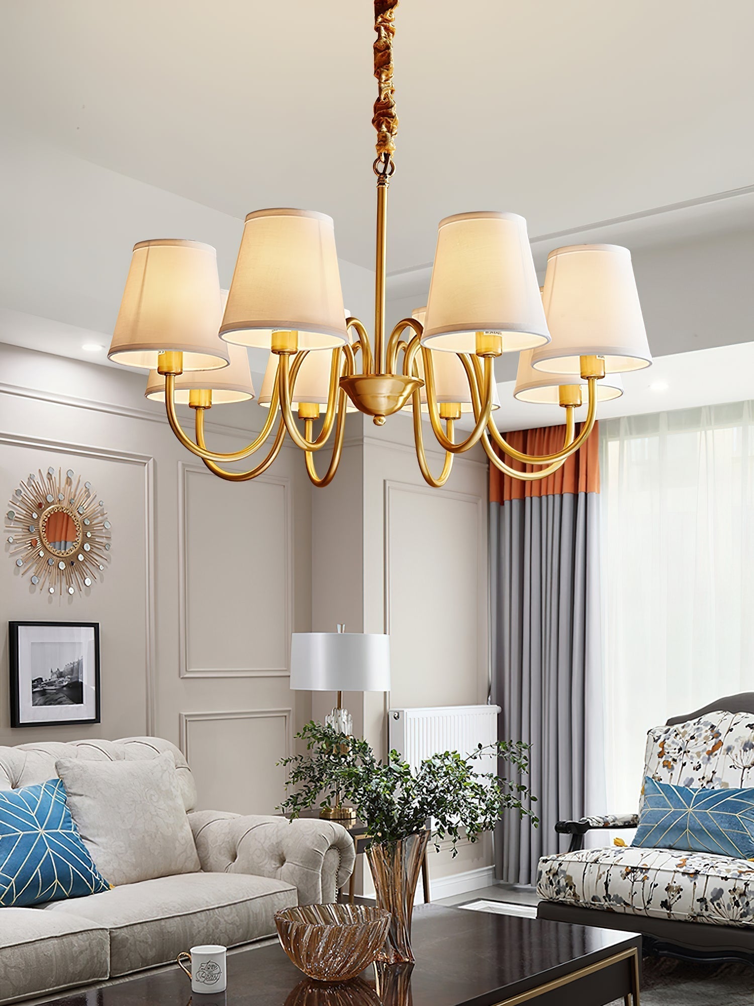 Dalen Traditional Stacey Fabric Chandelier-Neutral Decor