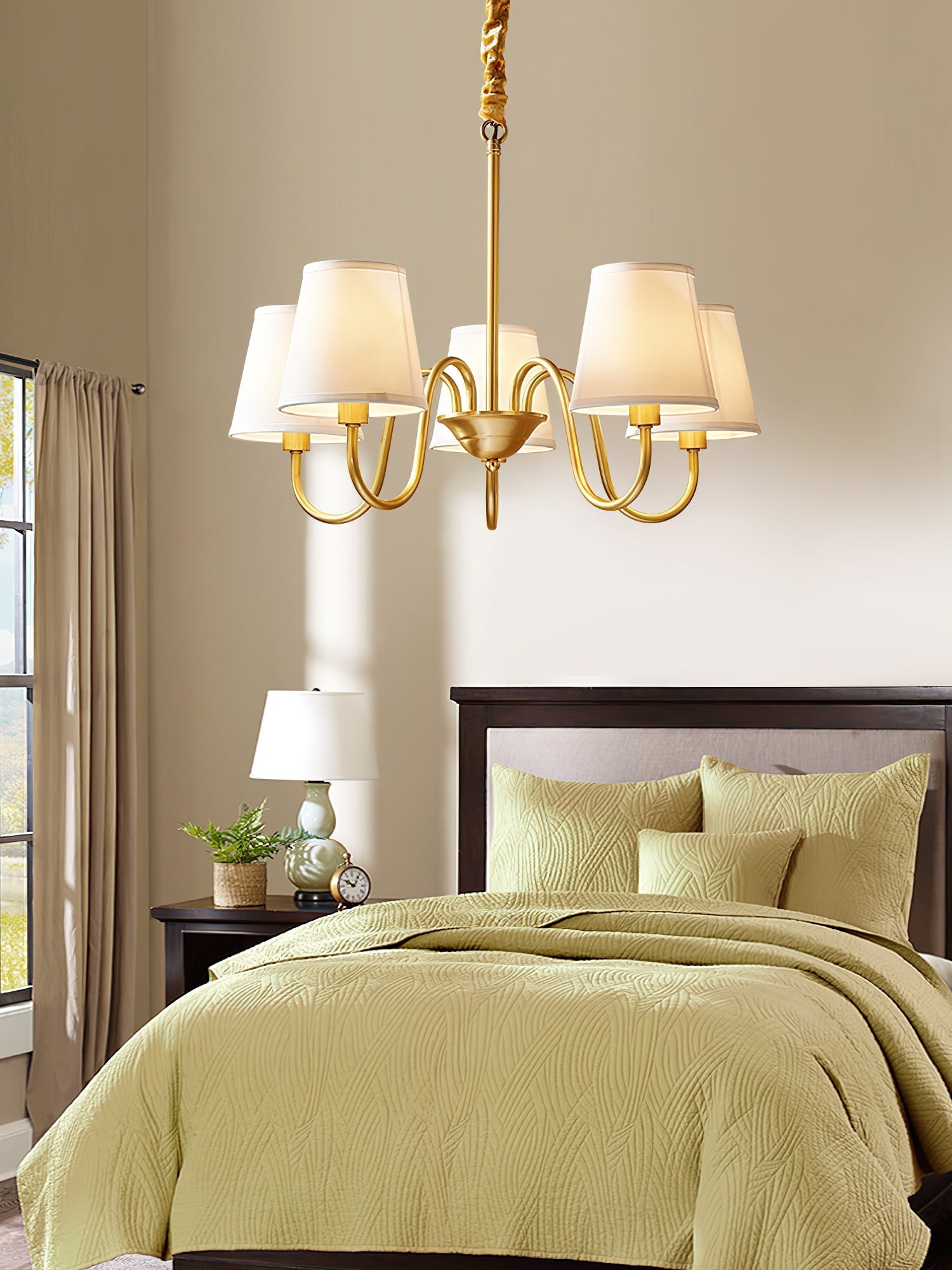 Aged Traditional Stacey Fabric Chandelier
