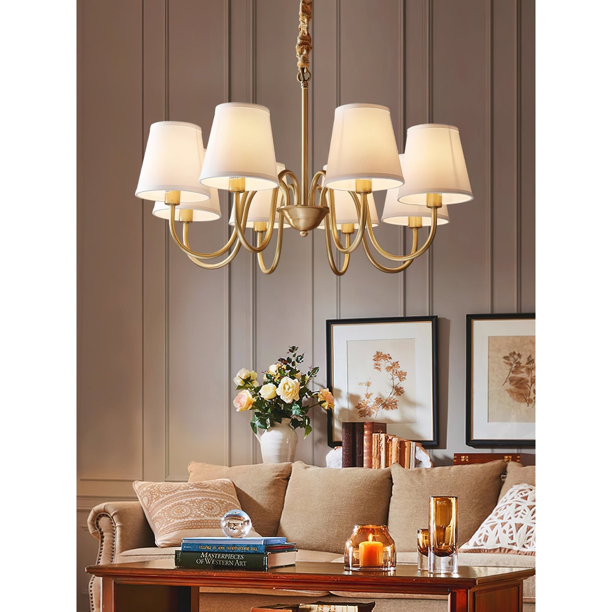 Dalen Traditional Stacey Fabric Chandelier-Neutral Decor