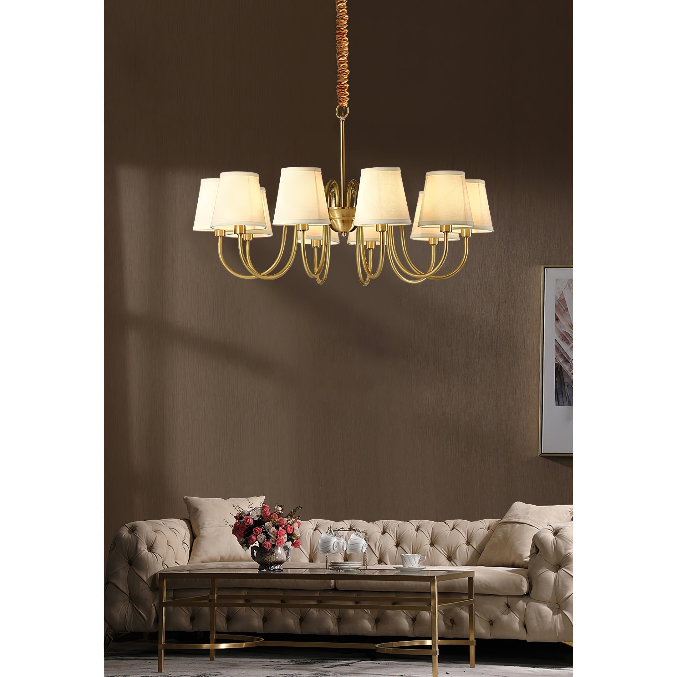 Aged Traditional Stacey Fabric Chandelier
