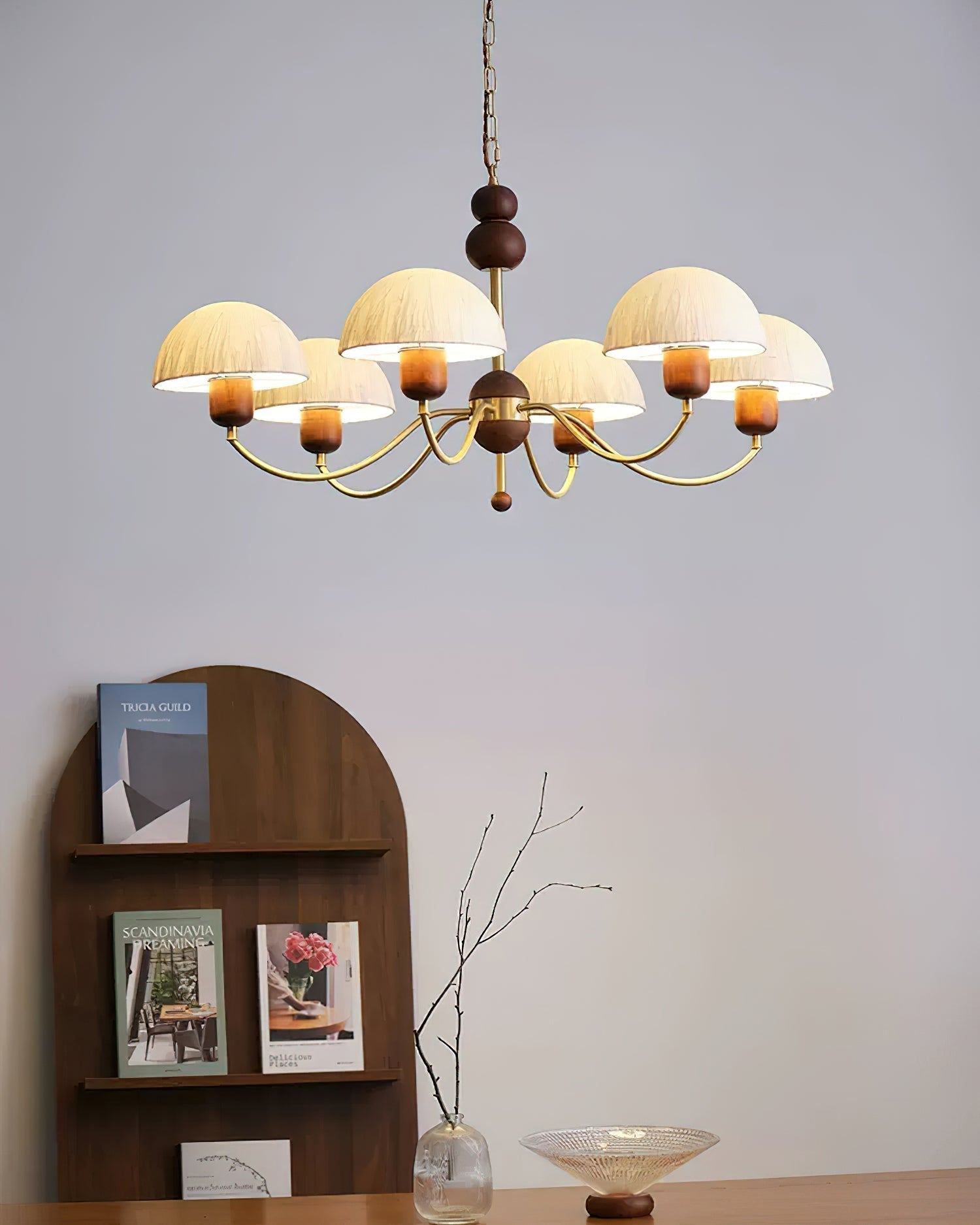 Core Chandelier Rice Paper Mid-Century-Neutral Decor