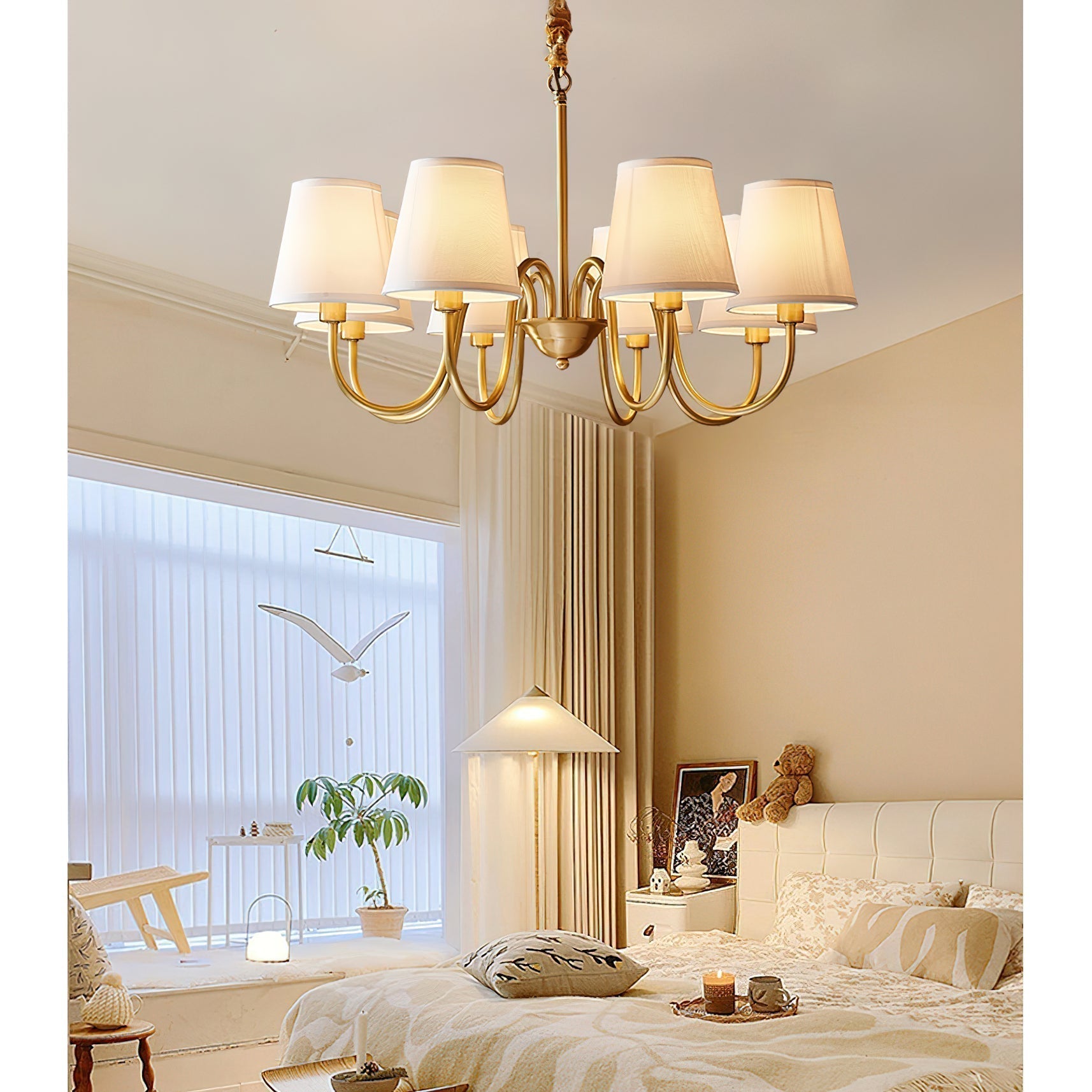 Dalen Traditional Stacey Fabric Chandelier-Neutral Decor