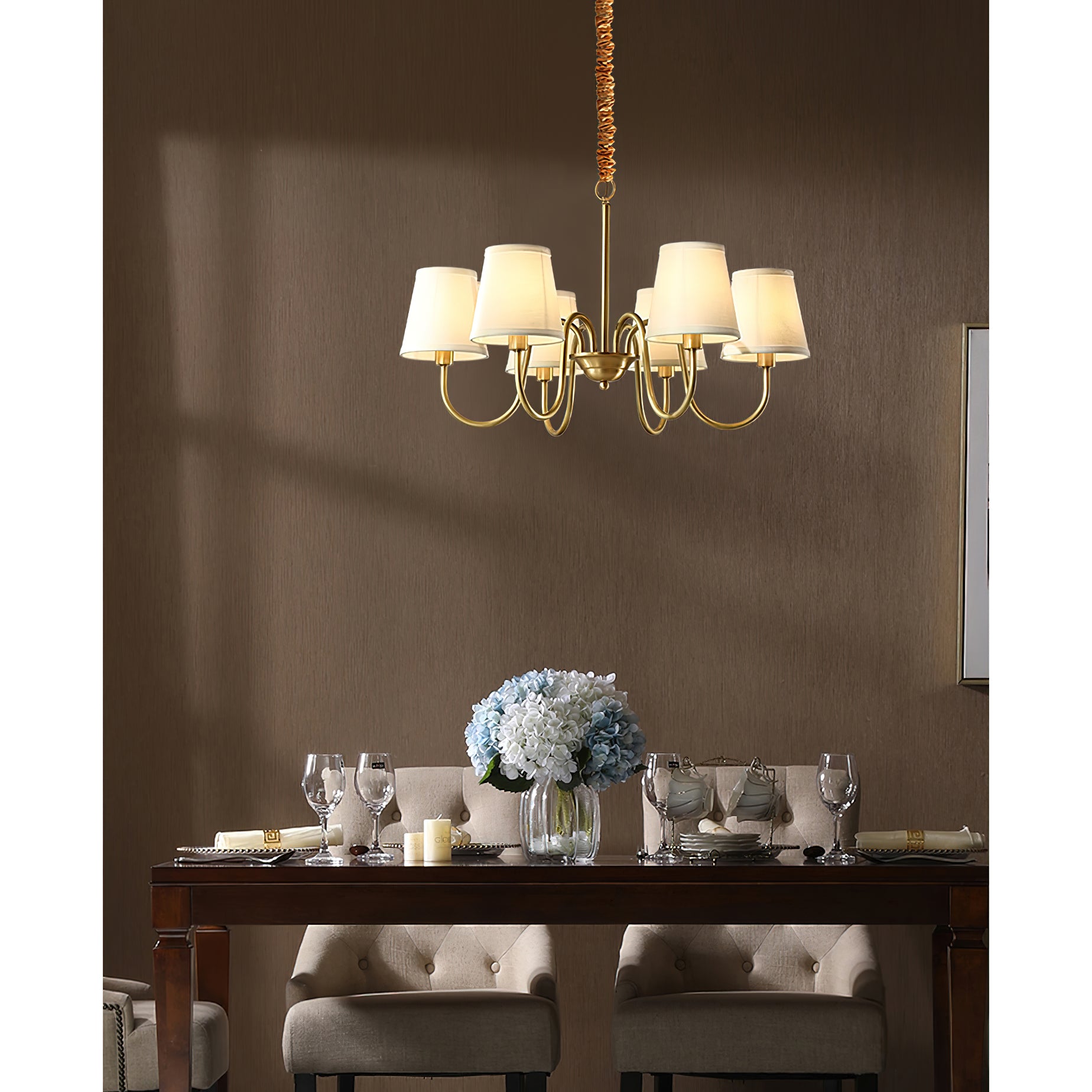 Dalen Traditional Stacey Fabric Chandelier-Neutral Decor