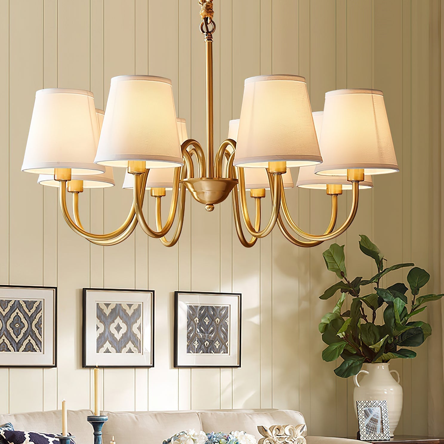 Dalen Traditional Stacey Fabric Chandelier-Neutral Decor