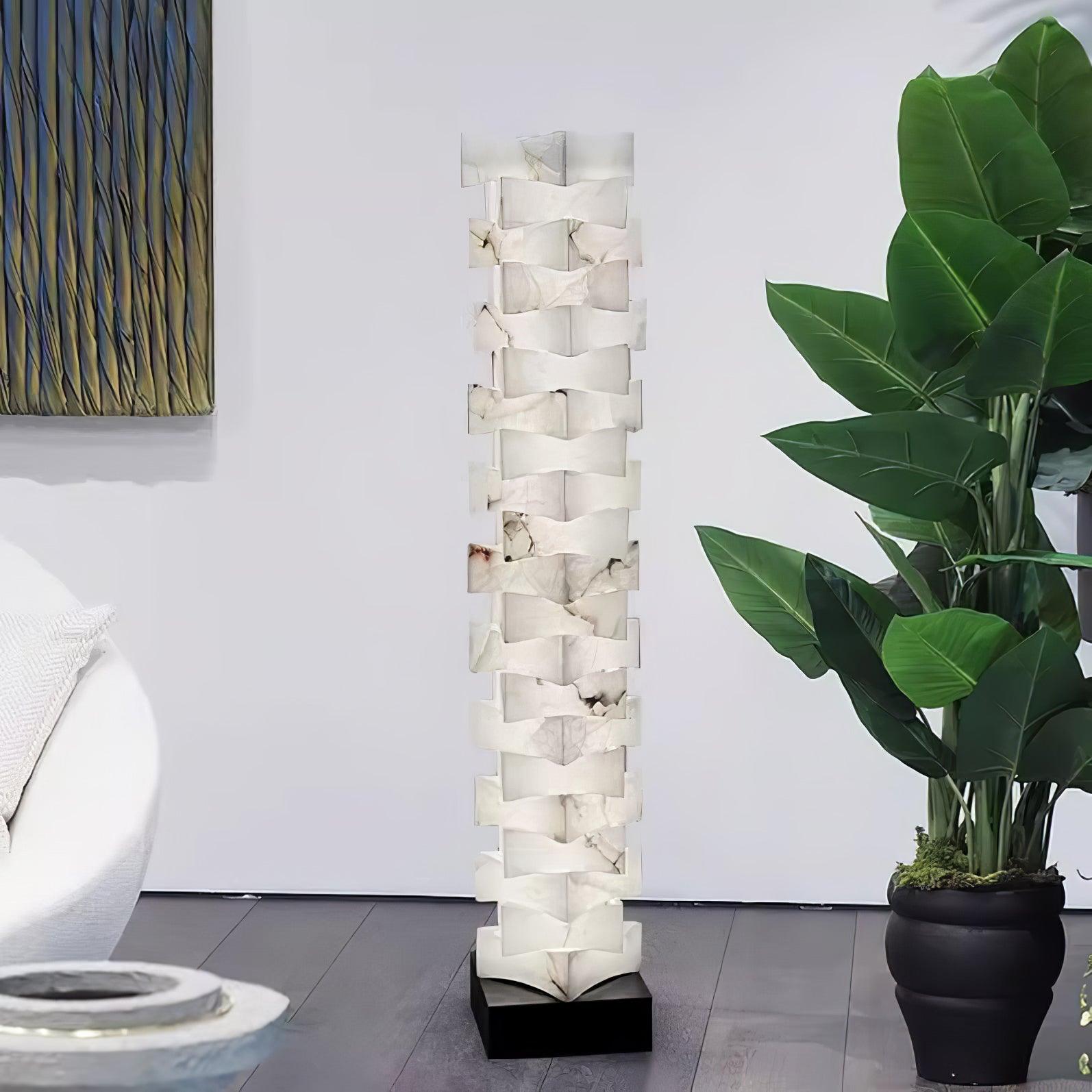 Sostix Alabaster Floor Lamp-Neutral Decor