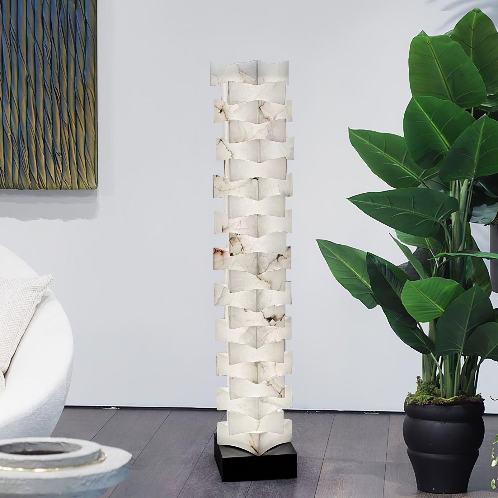 Sostix Alabaster Floor Lamp-Neutral Decor