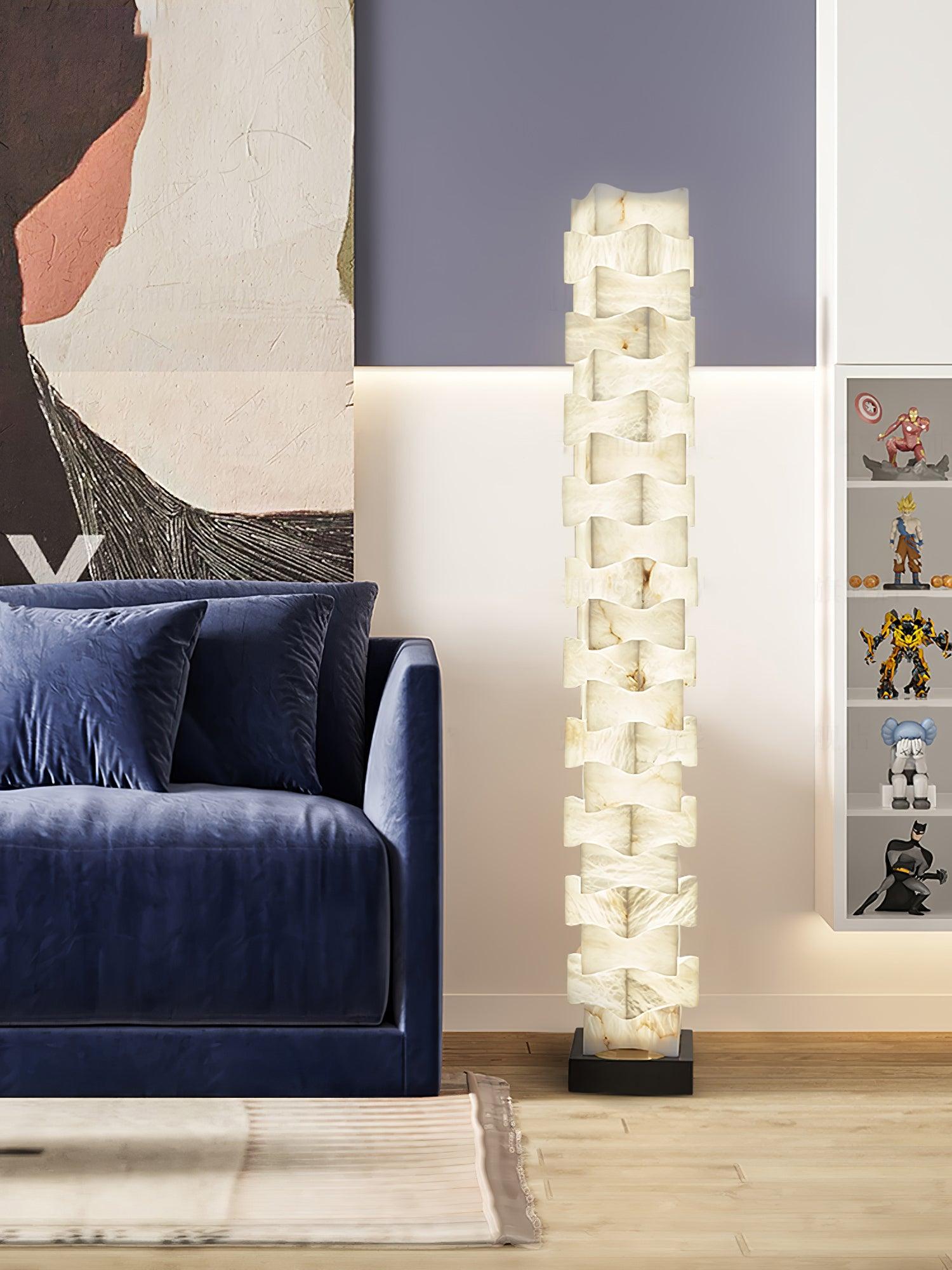 Sostix Alabaster Floor Lamp-Neutral Decor