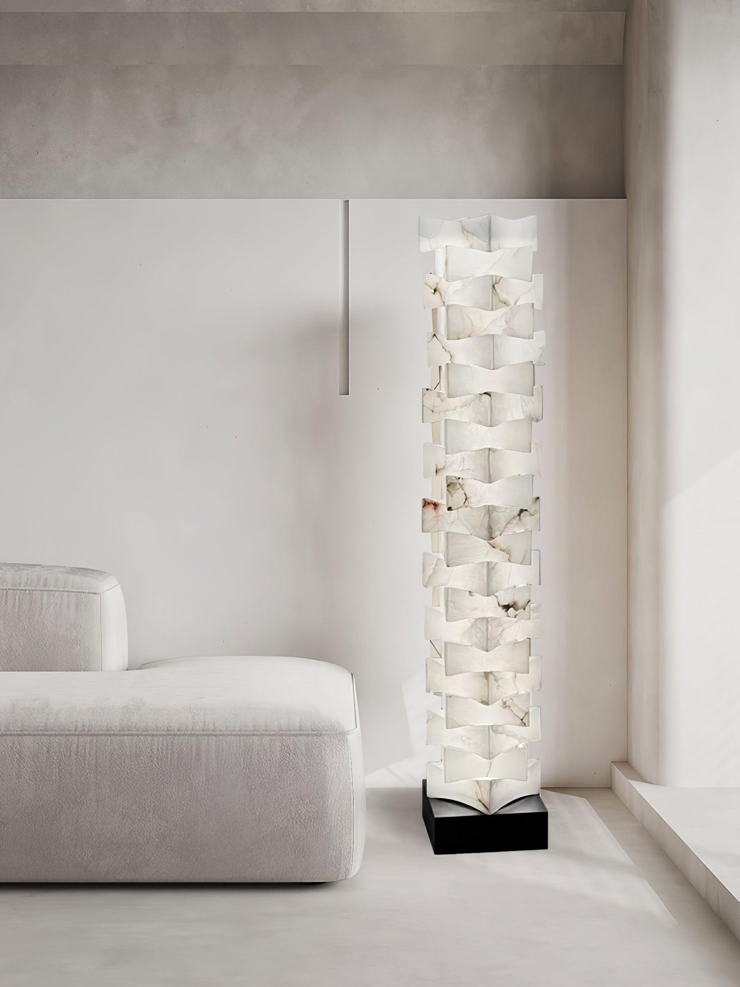 Sostix Alabaster Floor Lamp-Neutral Decor