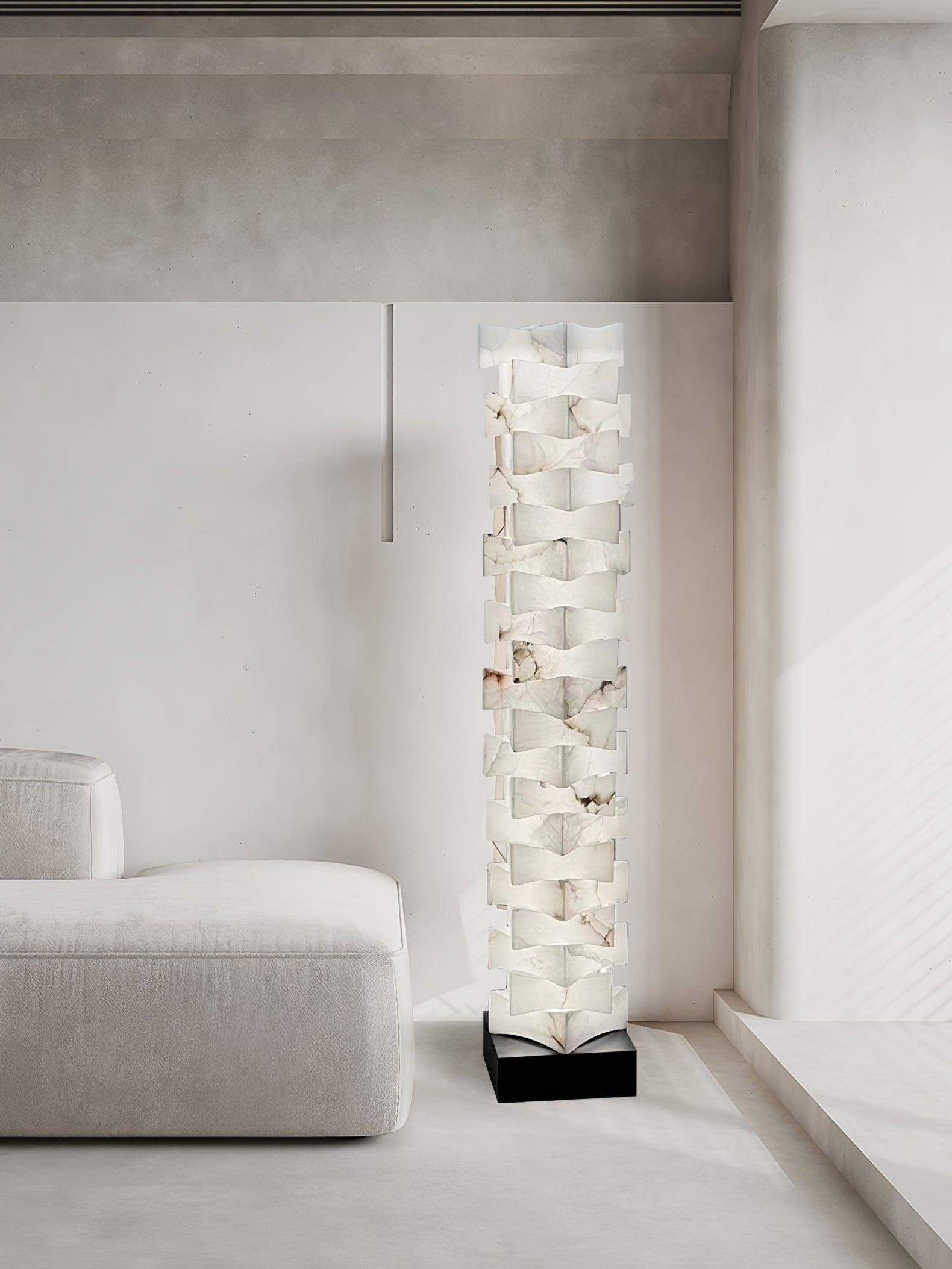 Sostix Alabaster Floor Lamp-Neutral Decor