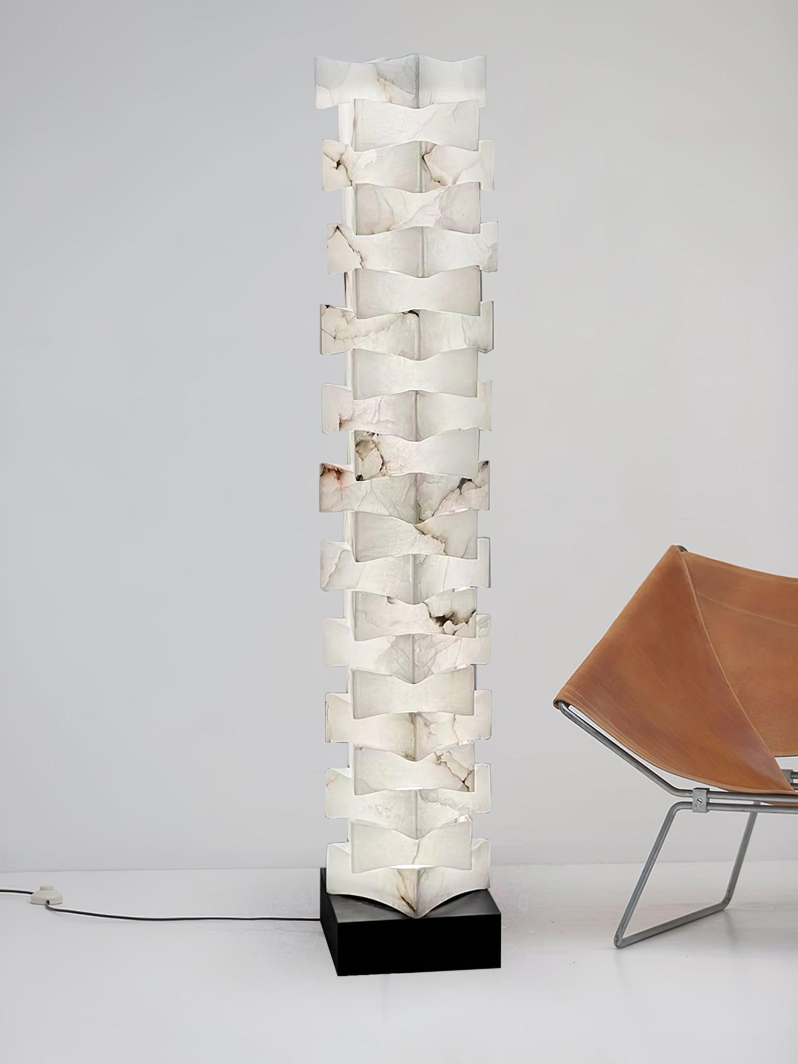 Sostix Alabaster Floor Lamp-Neutral Decor