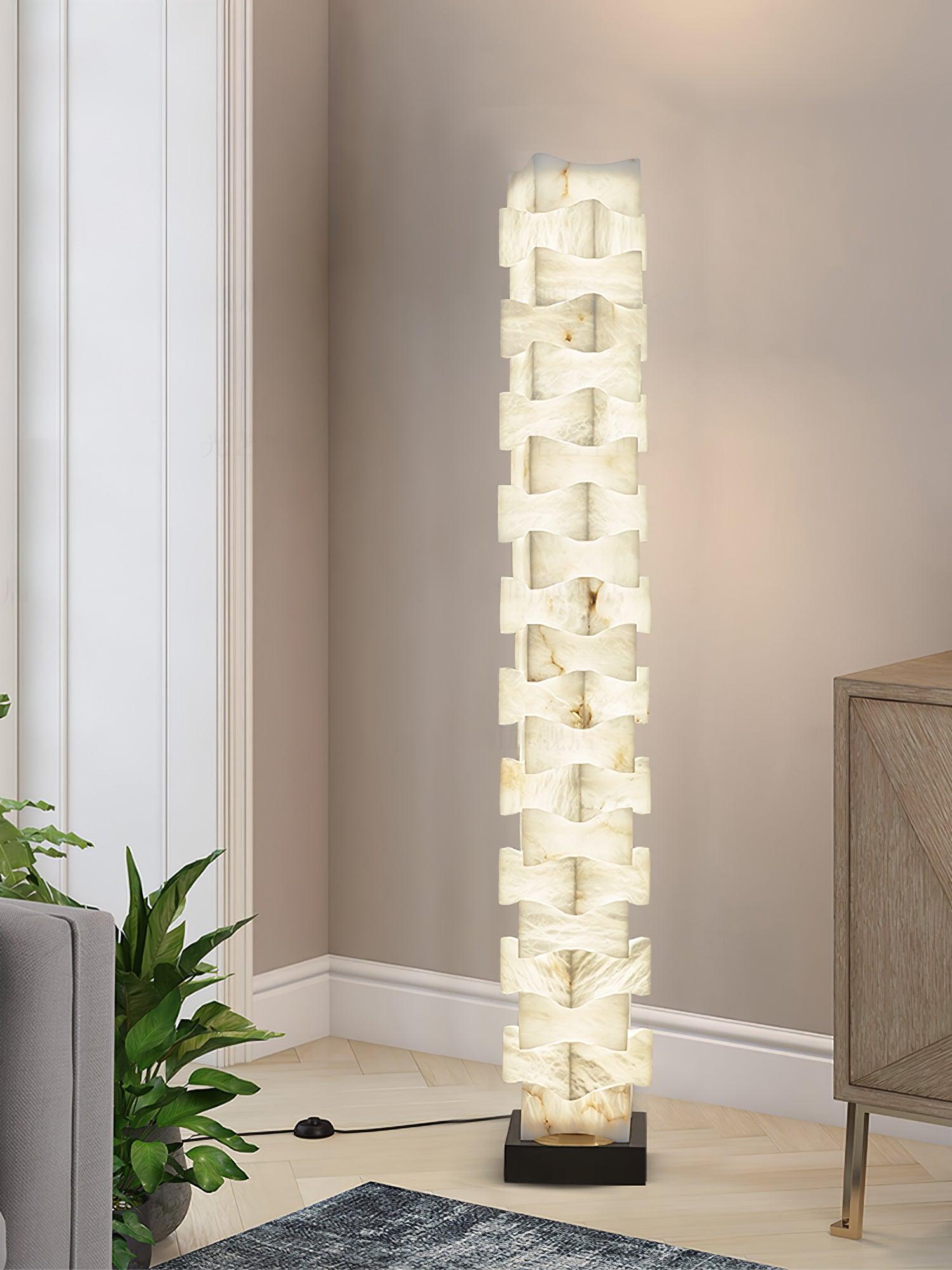 Sostix Alabaster Floor Lamp-Neutral Decor