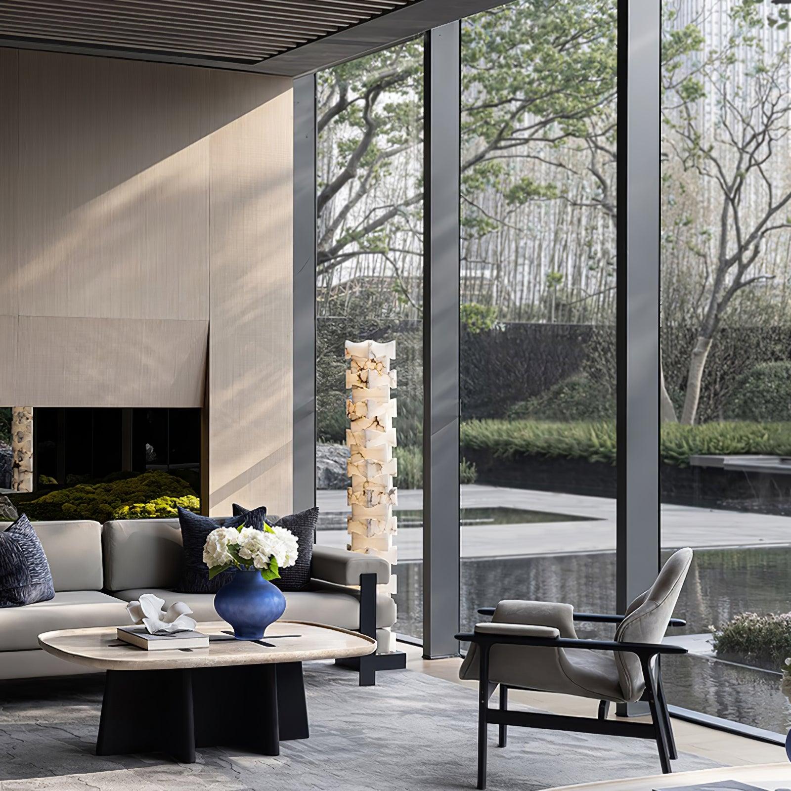 Sostix Alabaster Floor Lamp-Neutral Decor