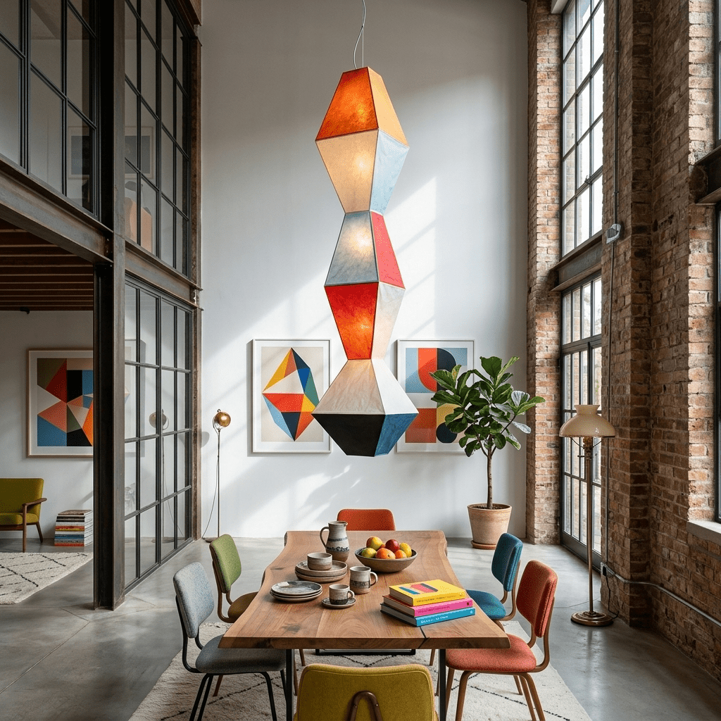 Stacked Geometric Rice Paper Pendant Lamp-Neutral Decor