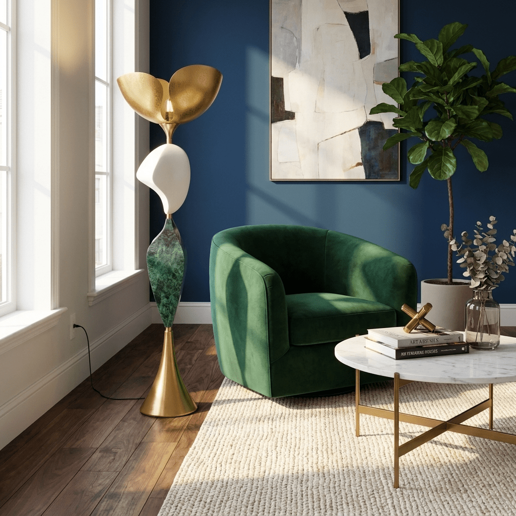 Stacked Sculptural Floor Lamp-Neutral Decor