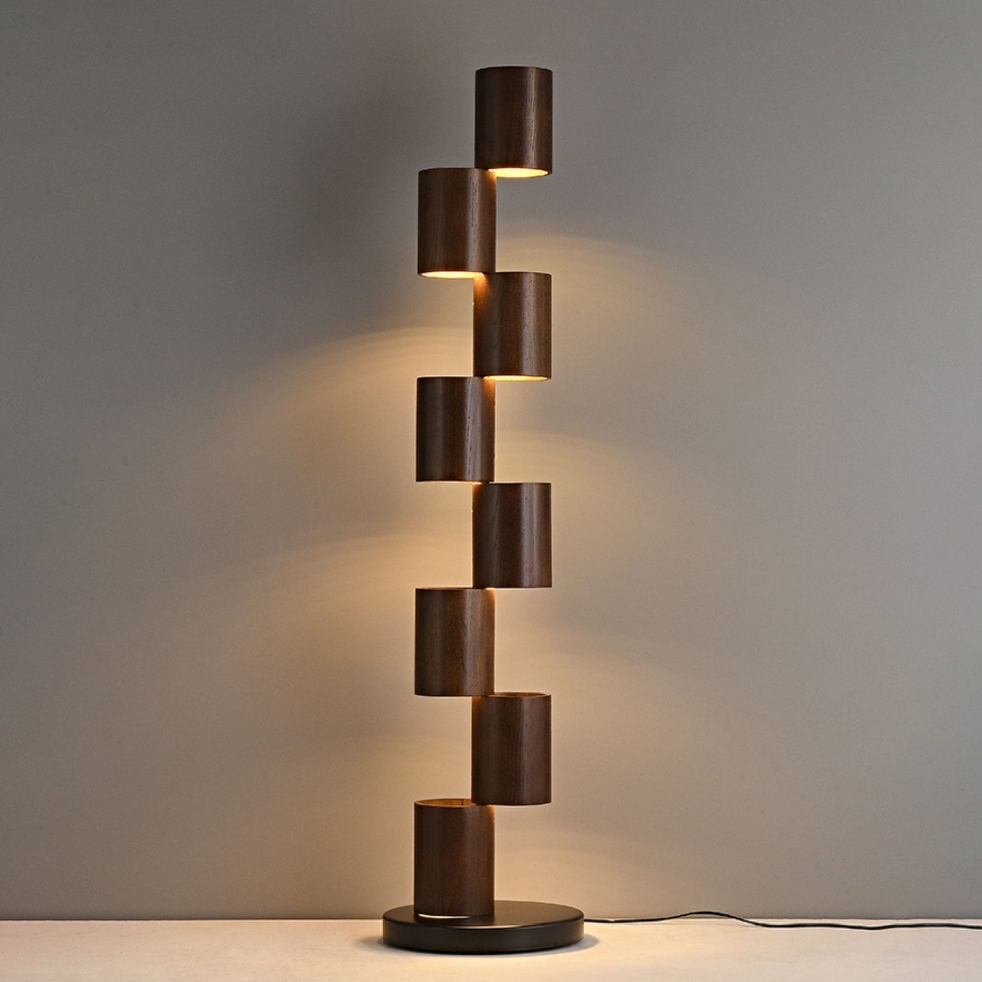 Aris Stacked Wood Tower Floor Lamp-Neutral Decor
