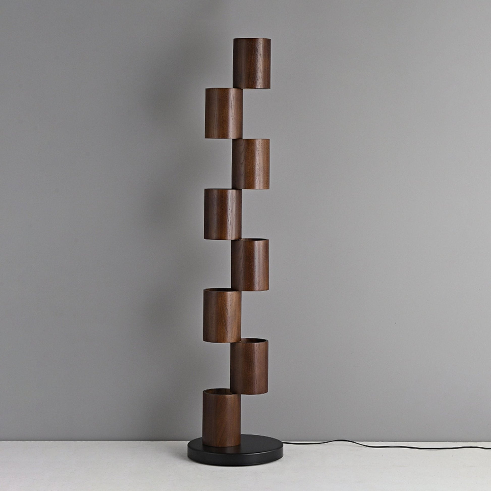 Aris Stacked Wood Tower Floor Lamp-Neutral Decor