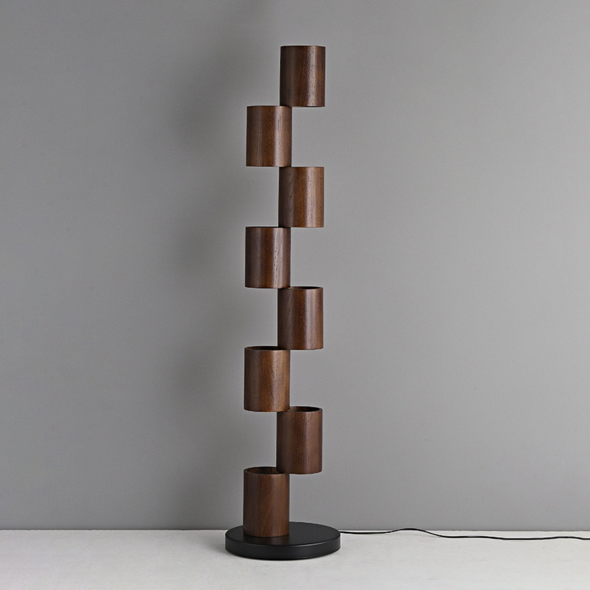 Aris Stacked Wood Tower Floor Lamp-Neutral Decor