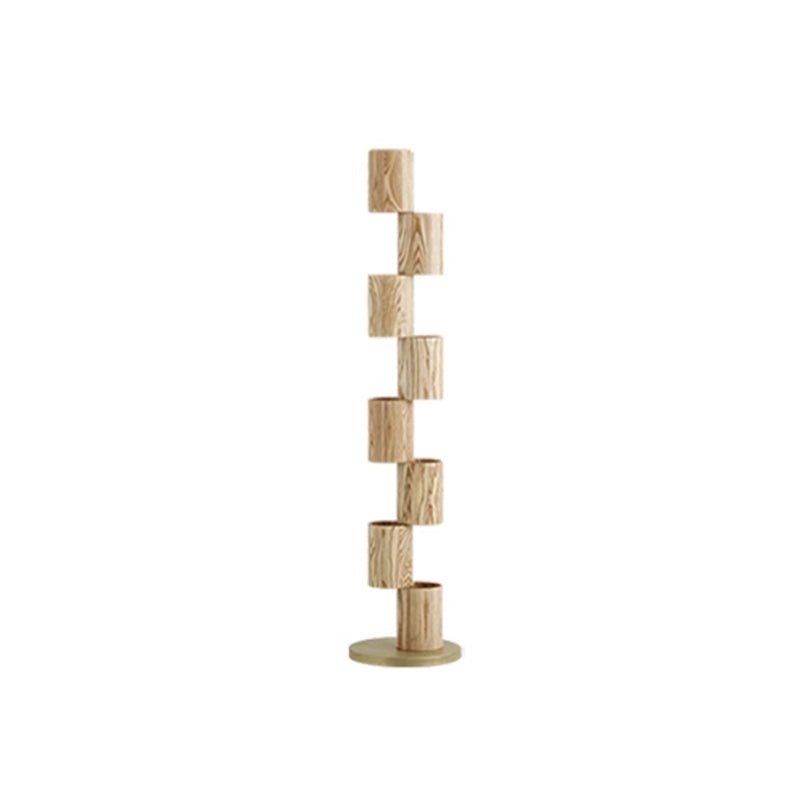 Aris Stacked Wood Tower Floor Lamp-Neutral Decor